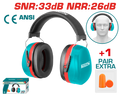 TOTAL Industrial Safety Earmuffs – 33dB SNR / 26dB NRR with Earplugs (TEM3328)