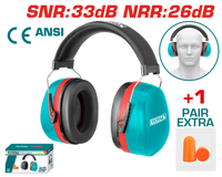 TOTAL Industrial Safety Earmuffs – 33dB SNR / 26dB NRR with Earplugs (TEM3328)
