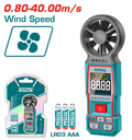 TOTAL Digital Anemometer – Air Speed Range 0.80–40.00 m/s, Backlight, Data Hold, Battery Included (TETAN031)