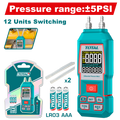 TOTAL Digital Differential Manometer ±5 PSI – Air Pressure Gauge with Backlit Display & 11 Measurement Units (TETGA032)