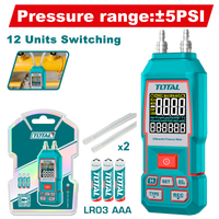 TOTAL Digital Differential Manometer ±5 PSI – Air Pressure Gauge with Backlit Display & 11 Measurement Units (TETGA032)