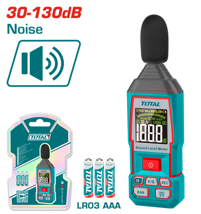 TOTAL 30–130dB Sound Level Meter | High Accuracy & Backlight