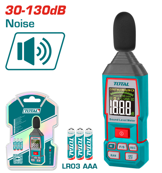 TOTAL 30–130dB Sound Level Meter | High Accuracy & Backlight