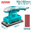 TOTAL 320W Finishing Sander – 90×180mm Aluminum Base