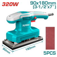 TOTAL 320W Finishing Sander – 90×180mm Aluminum Base