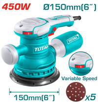 TOTAL Electric Rotary Sander with Variable Speed 450W - 150mm | 6" (TF2061506)