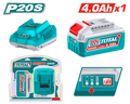 TOTAL P20S Lithium-Ion 4.0Ah Battery and Charger Kit – 20V (TFBCPK1012)