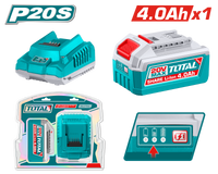 TOTAL P20S Lithium-Ion 4.0Ah Battery and Charger Kit – 20V (TFBCPK1012)