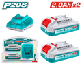 TOTAL P20S Lithium-Ion 20V Battery and Charger Kit – 2 Batteries 2.0Ah + 1 Charger (TFBCPK2212)