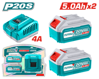 TOTAL P20S 20V Lithium-Ion Battery & Fast Charger Kit – Includes 2×5.0Ah Batteries and Fast Charger (TFBCPK2513)