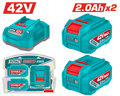 TOTAL Lithium-Ion Battery and Charger Kit – 42V Power Set 2 Batteries 2.0Ah + Charger (TFBCPM20221)