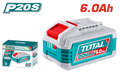 TOTAL 20V 6.0Ah Lithium-Ion Battery Pack – P20S Cordless Power Tool Battery (TFBLI2126)