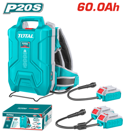 TOTAL Lithium-Ion Backpack Battery 20V/20V+20V – 60.0Ah (TFBLI241110)s
