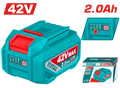 TOTAL 42V Lithium-Ion Battery Pack – 2.0Ah Capacity with LED Power Indicator, Compatible with P42M Tools (TFBLI42201)