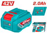 TOTAL 42V Lithium-Ion Battery Pack – 2.0Ah Capacity with LED Power Indicator, Compatible with P42M Tools (TFBLI42201)
