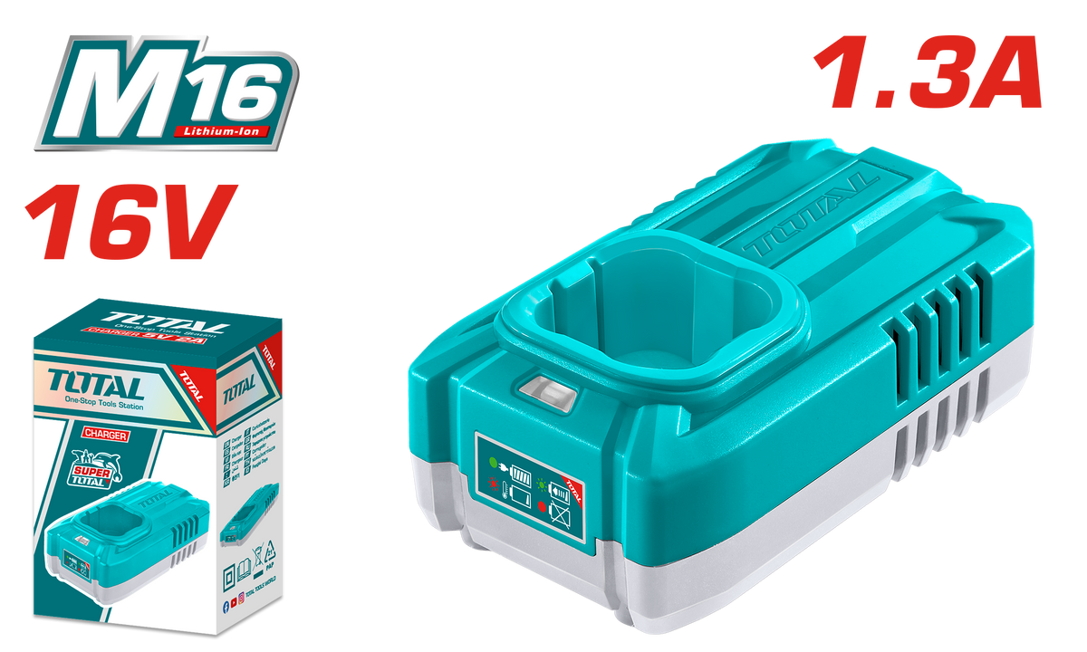 TOTAL M16 Battery Charger 16V – 1.3A Output (TFCLI1613)