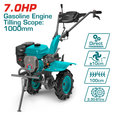 TOTAL Gasoline Tiller 7HP – Petrol Garden Cultivator (TGC12006)