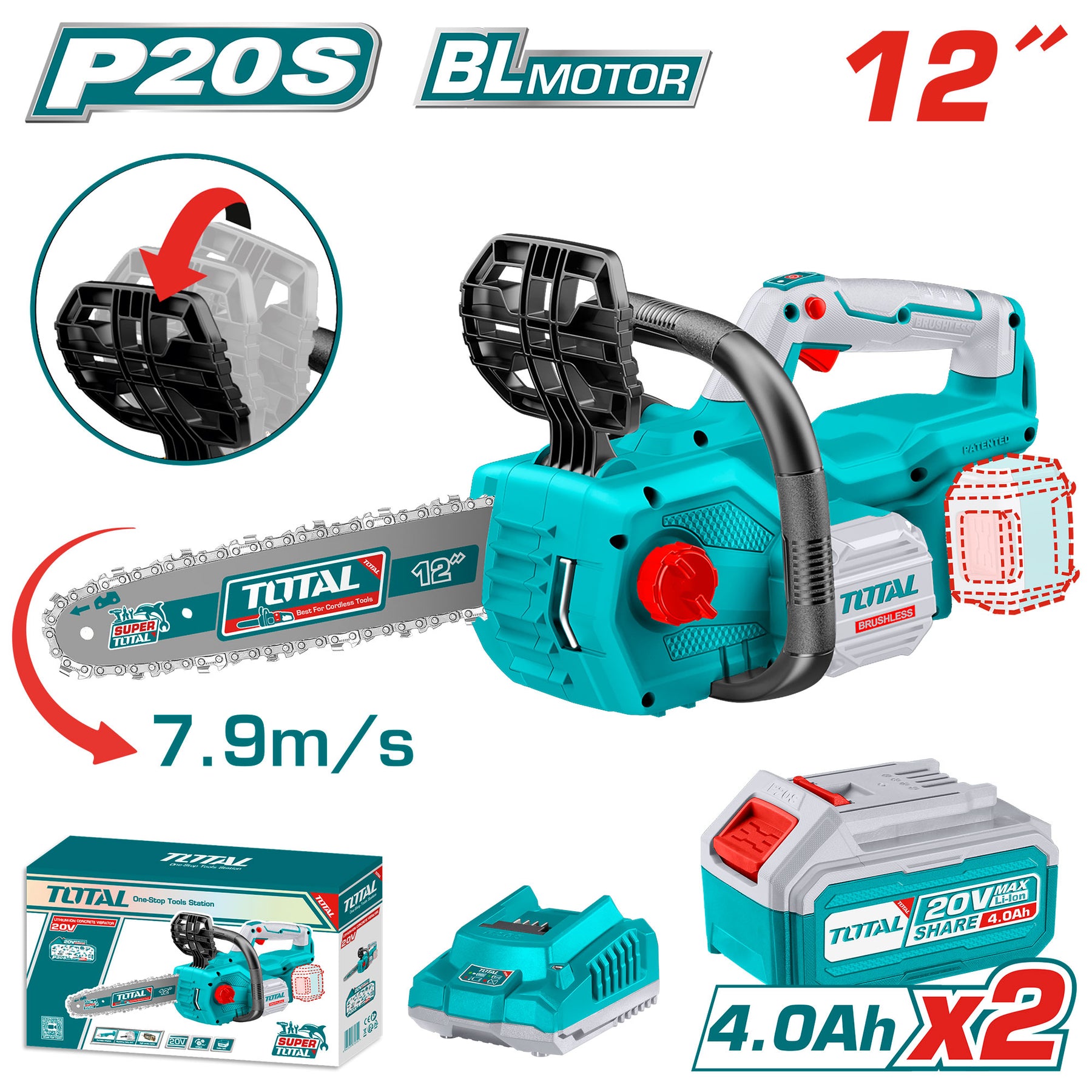 Total Cordless Chainsaw 30cm | 12-Inch – Powerful & Sustainable Performance Total Cordless Chainsaw 30cm | 12-Inch – Powerful & Sustainable Performance