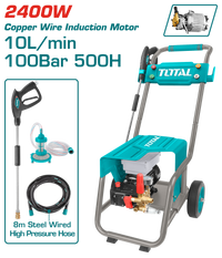 TOTAL High Pressure Washer for Commercial Use 2400W – 100 Bar Heavy Duty Cleaner (TGT11176)
