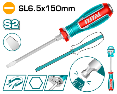 TOTAL Magnetic Slotted Impact Screwdriver SL6.5×150mm – TGTSL6150