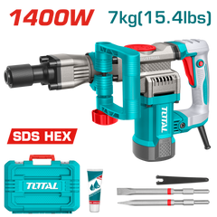 TOTAL 1400W Electric Demolition Breaker 20J – 7kg HEX Jack Hammer with Anti-Vibration System (TH214008)