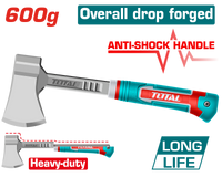 TOTAL Axe 600g Drop-Forged, Heavy-Duty Head, Comfort Grip Handle (THAX061600L)