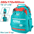 TOTAL Tool Backpack – 1680D Oxford, Rigid Frame, 38×17×46cm (THBP02025)