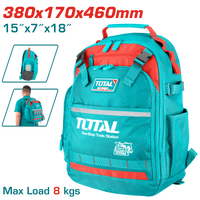 TOTAL Tool Backpack – 1680D Oxford, Rigid Frame, 38×17×46cm (THBP02025)