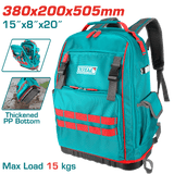 TOTAL Heavy-Duty Tool Backpack – 15kg Capacity with Rigid Frame and Reinforced Base (THBP04025)