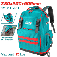 TOTAL Heavy-Duty Tool Backpack – 15kg Capacity with Rigid Frame and Reinforced Base (THBP04025)