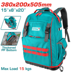 TOTAL Heavy-Duty Tool Backpack – 15kg Capacity with Rigid Frame and Reinforced Base (THBP04025)