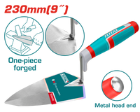 TOTAL 9" Integrated Forged Bricklaying Trowel – Heavy-Duty Forged Steel (THBT9109)
