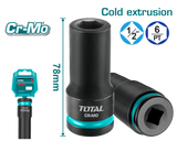 TOTAL 1/2" Drive Deep Impact Socket – CrMo Heavy Duty Impact Socket (THDIS12132L / THDIS12172L / THDIS12192L / THDIS12242L)