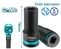 TOTAL 1/2" Drive Deep Impact Socket – CrMo Heavy Duty Impact Socket (THDIS12132L / THDIS12172L / THDIS12192L / THDIS12242L)