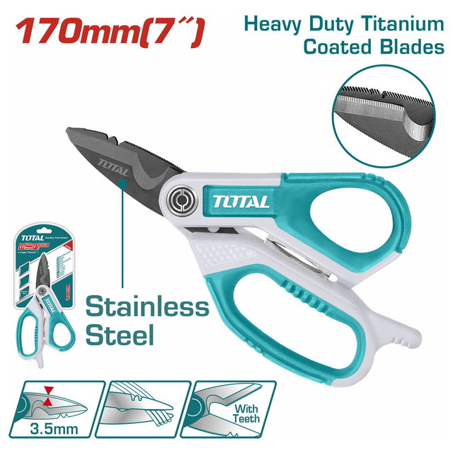 TOTAL Electrician’s Scissors 170mm – THES051708 TOTAL Electrician’s Scissors 170mm – THES051708