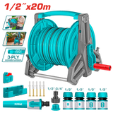 TOTAL 20M Garden Hose Reel Set 1/2" – Nozzle & Wall Bracket | THHR20124