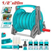 TOTAL 20M Garden Hose Reel Set 1/2" – Nozzle & Wall Bracket | THHR20124