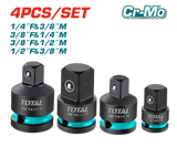 TOTAL 4 Pcs Impact Socket Adapter Set – CR-MO, Heat Treated (THISAD12438)