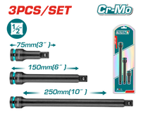 TOTAL 3 Pcs 1/2" DR. Impact Extension Bar Set (THISEB12031)