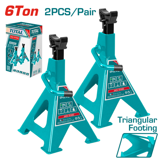 TOTAL Jack Stand Pair 6-Ton Capacity, Adjustable Height 388–580mm