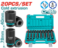 TOTAL 20 Pcs 1/2" Drive Impact Socket Set – Cr-Mo Impact Sockets with Carrying Case (THKISD12203L)