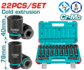 TOTAL 22 Pcs 1/2" Drive Impact Socket Set – Standard & Deep Cr-Mo Sockets (THKISD12221L)