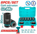 TOTAL 8 Pcs 3/4" Deep Impact Socket Set – Cr-Mo, 90mm Length (THKISD34082L)