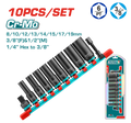 TOTAL 10 Pcs 3/8" DR. Deep Impact Socket Set (THKISD38106L)