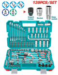 TOTAL 139 Pcs Combination Tools Set – Complete Socket & Wrench Kit (THKTHP21396)