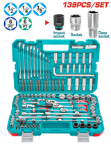 TOTAL 139 Pcs Combination Tools Set – Complete Socket & Wrench Kit (THKTHP21396)
