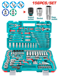 TOTAL 156 Pcs Combination Tools Set – Ratchets, Sockets, Bits & Wrenches with Carrying Case (THKTHP21566)
