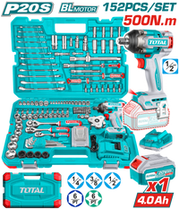 TOTAL 20V Cordless Impact Wrench Set 500Nm – 152 Pcs