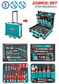 TOTAL 228 Pcs Hand Tool Set – Professional Mechanics Tool Kit with Aluminum Case (THKTHP62287)