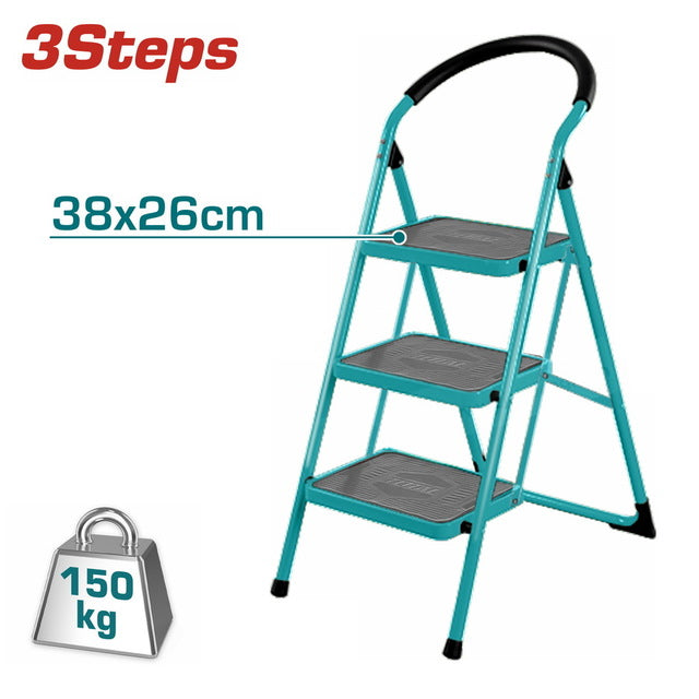 TOTAL 3-Step Metal Ladder – Foldable & Durable | THLAD09031 TOTAL 3-Step Metal Ladder – Foldable & Durable | THLAD09031